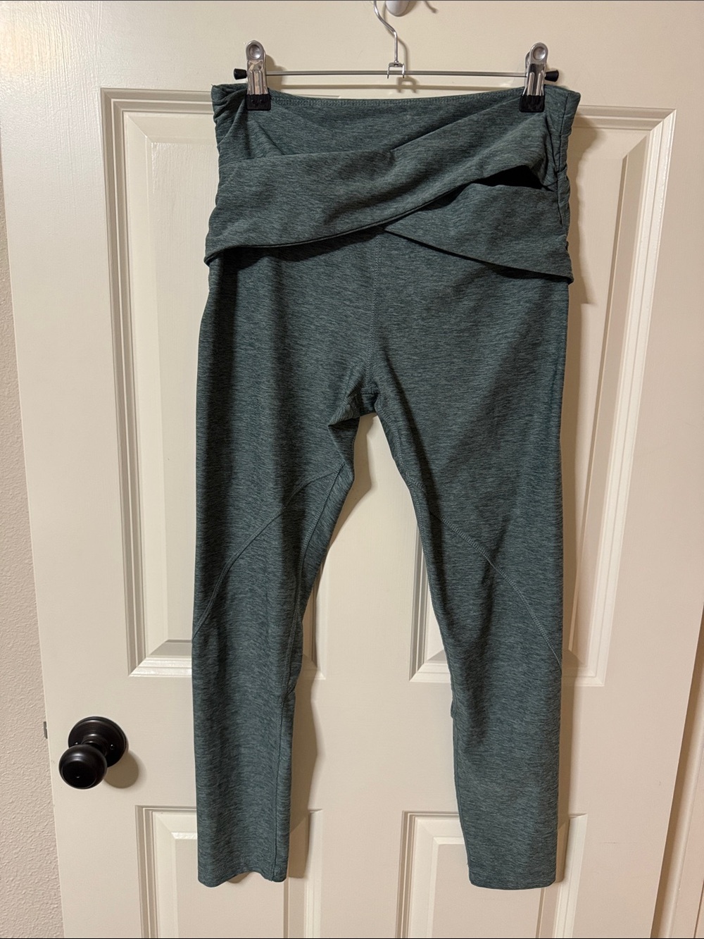FP Movement by Free People Crossover Waist Leggings in Heather Teal Green